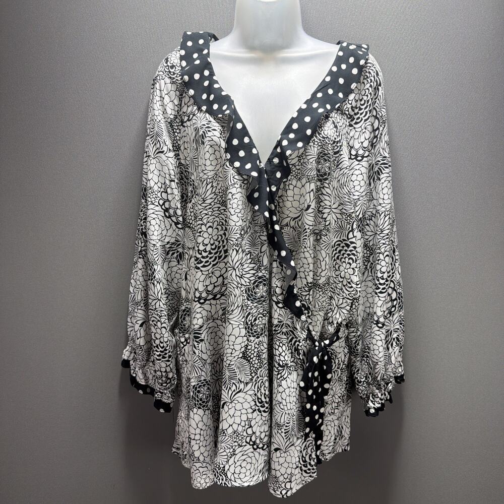 NWT CATO Women’s Long Sleeve Blouse Black/white Floral Plus Size 22/24